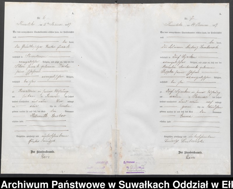 image.from.unit.number "[Geburts-Haupt-Register des Königlichen Preussischen Standes-Amtes Kumilsko Kreis Johannisburg]"
