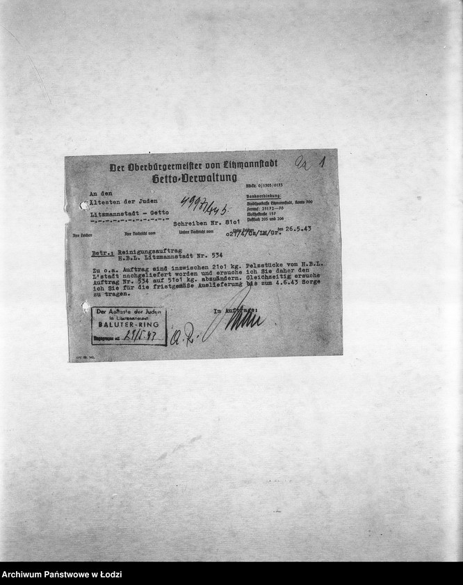 Obraz 4 z jednostki "Arbeitsressort K. [Niemieckie zamówienia do resortów pracy, produkcja, zapotrzebowanie materiałów dla produkcji]"