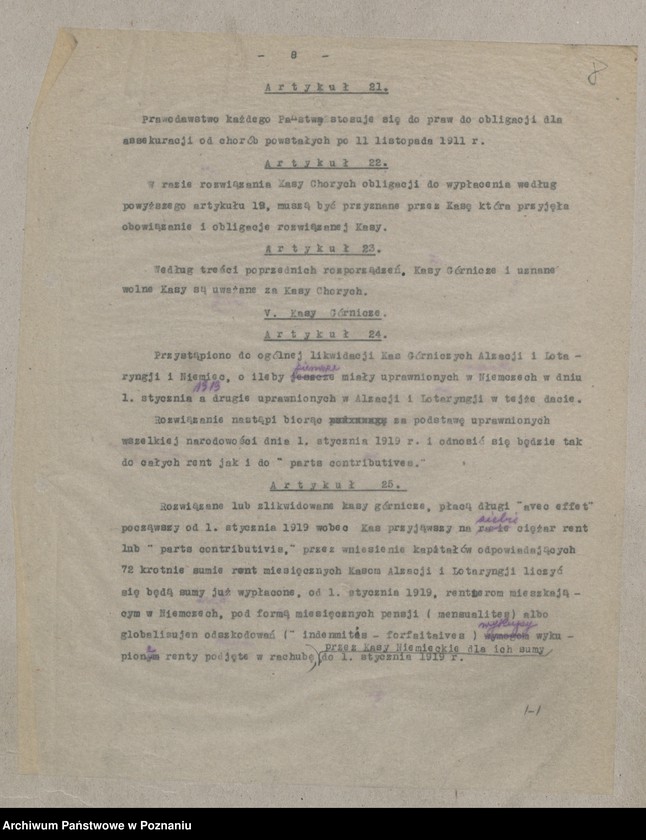 Obraz 10 z jednostki "[Materiały dotyczące rozliczeń Francji z Niemcami zgodnie z Traktatem Wersalskim odnośnie ubezpieczeń społecznych]"