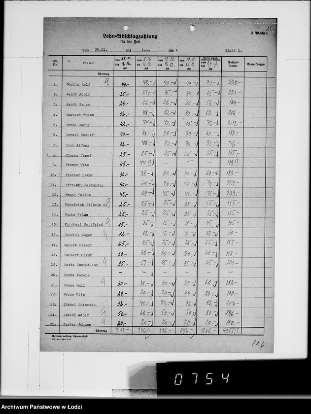 Obraz 14 z jednostki "Abschlag-Listen"