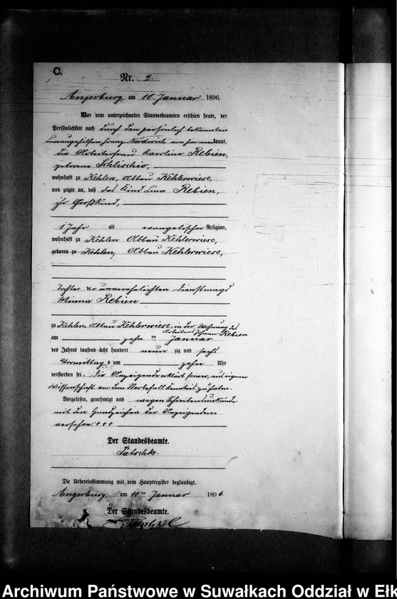 image.from.unit.number "Sterbe-Neben-Register des Preussischen Standes-Amtes Kehlen Kreis Angerburg"