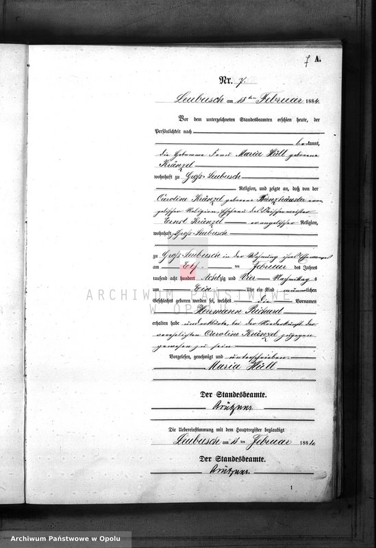 image.from.unit.number "Geburts-Neben-Register Standes-Amt Leubusch 1884"