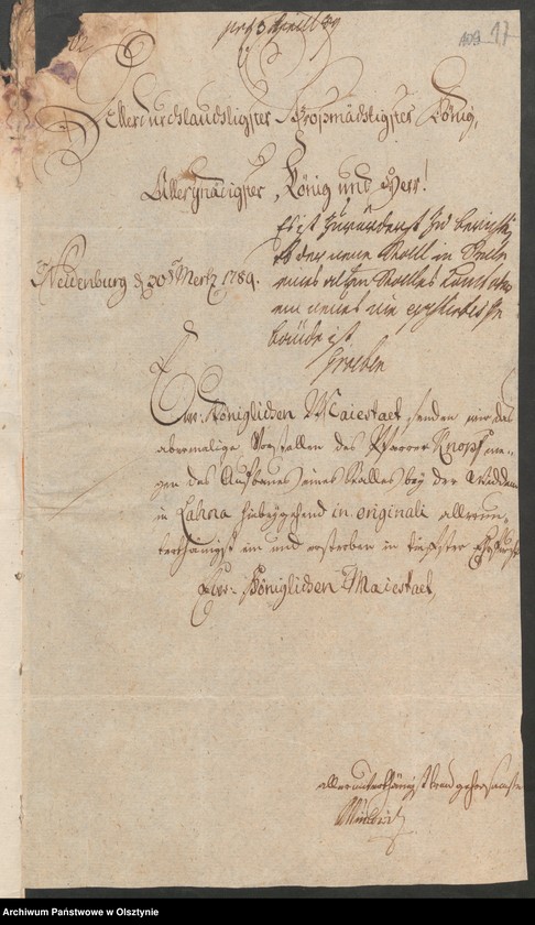 image.from.unit.number "Den Aufbau eines Stalles bei der Pfarr=Wohnung in Lahna [Łyna]"