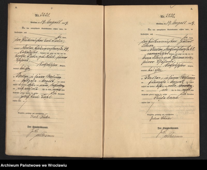 image.from.unit.number "Geburts-Haupt-Register Breslau I 1889 Band 9"