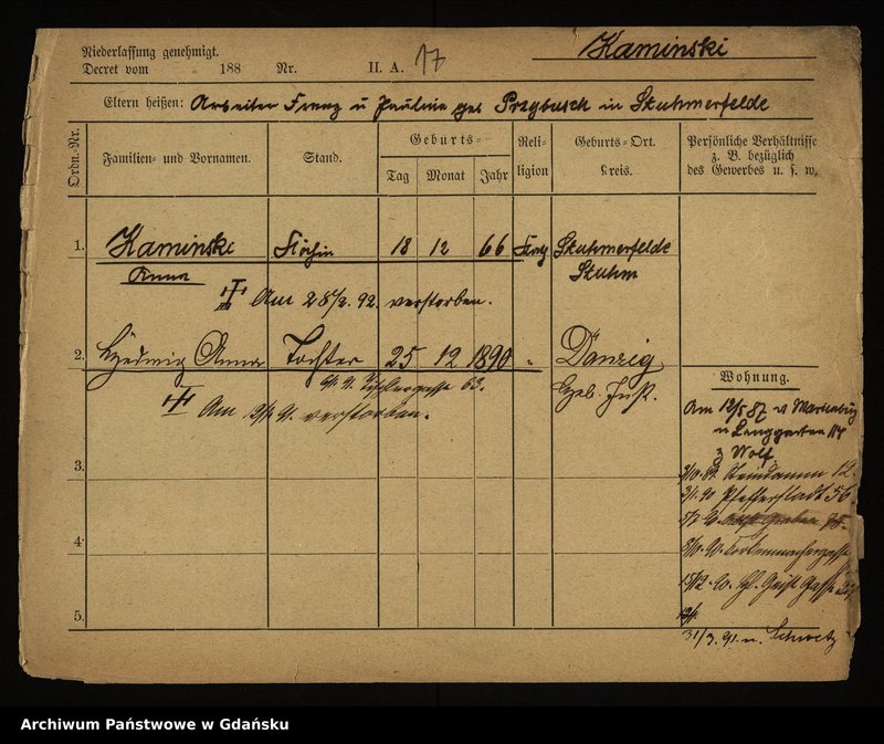 image.from.unit.number "Karty meldunkowe: Kaminski Adolf - Kaminski Hugo"