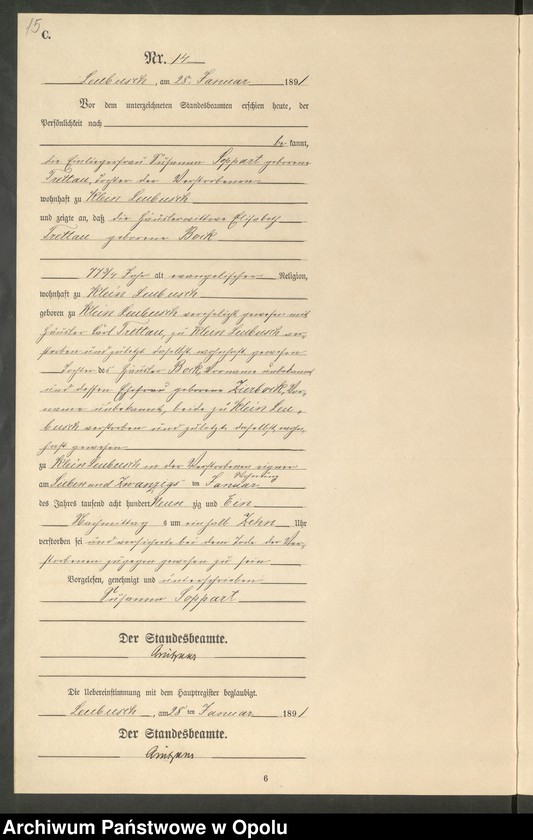 image.from.unit.number "Sterbe-Neben-Register Standes-Amt Leubusch 1891"