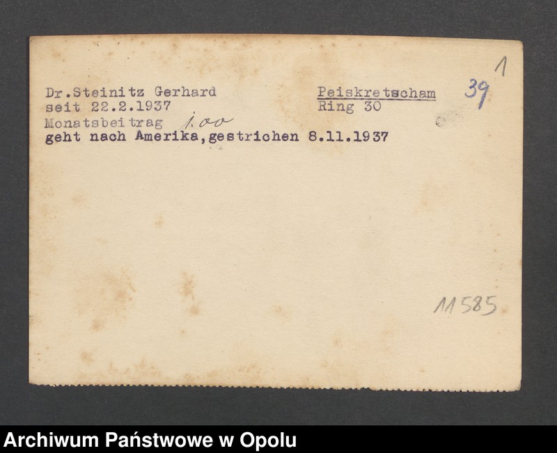 Obraz 3 z jednostki "[Steinitz Dr Gerhard, Peiskretscham]"