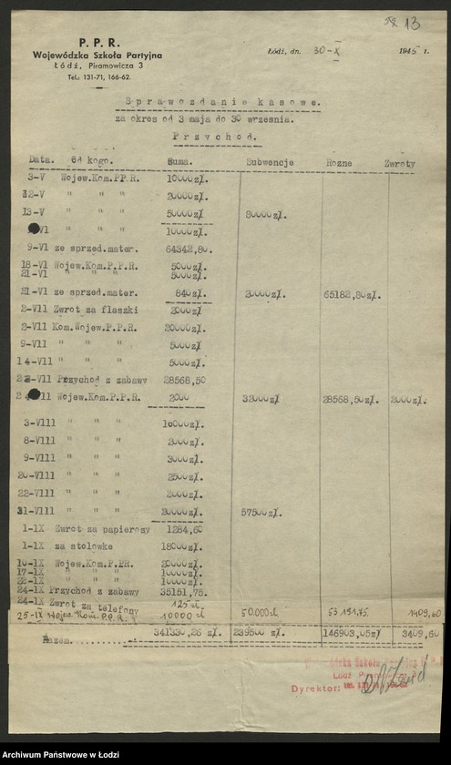 Obraz 14 z jednostki "Wojewódzka Szkoła PPR; programy wykładów, sprawozdania [z działalności, wykazy absolwentów]"