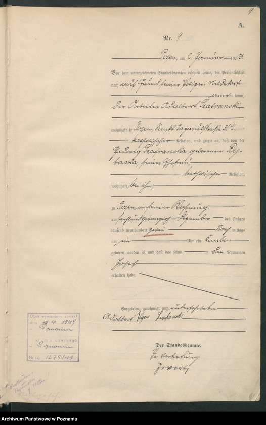 Obraz 12 z jednostki "Księga urodzeń tom I"