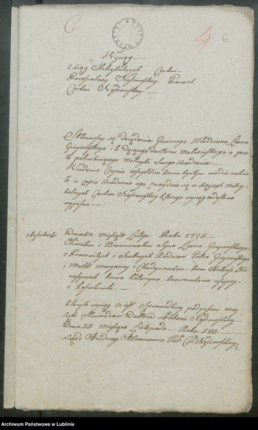 image.from.unit.number "Alegaty do ksiąg urodzeń, zapowiedzi, małżeństw i zgonów z lat 1813 - 1816"