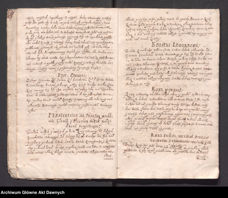 image.from.unit.number "„Moda bardzo dobra smażenia różnych konfektów i innych słodkości, a także przyrządzania wszelakich potraw, pieczenia chleba i inne sekreta gospodarskie i kuchenne” (brak karty tytułowej, wycięta w celu zatarcia proweniencji)."