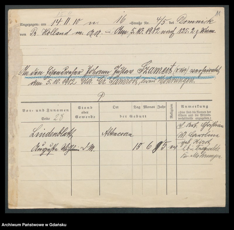 image.from.unit.number "Karty meldunkowe: Lindenblatt - Lindner"