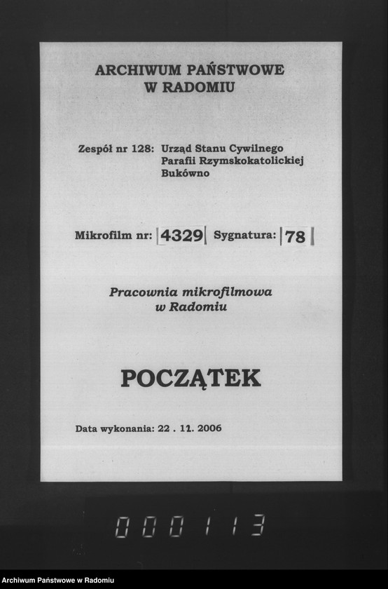 Obraz 1 z jednostki "Księga urodzeń, małżeństw i zgonów 1896 Bukówno"