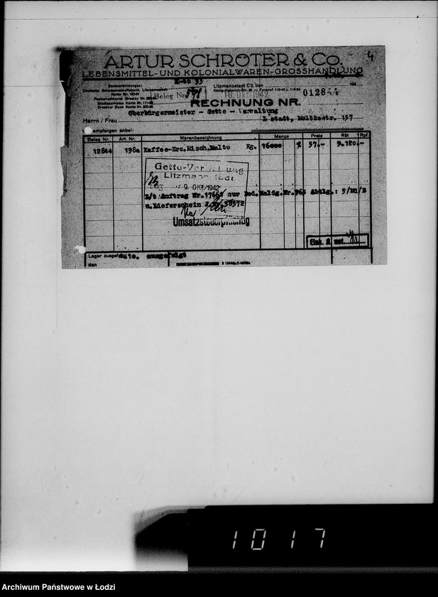 image.from.unit.number "Lebensmitteleinkauf. Aufträge, [Lieferscheinen und Rechnungen] 17661-17725"