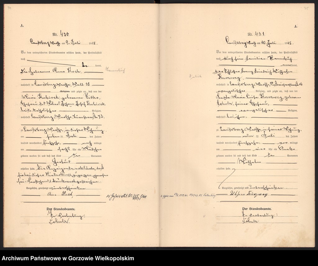 Obraz 20 z jednostki "Geburts Register, t. 1 nr 397-740"