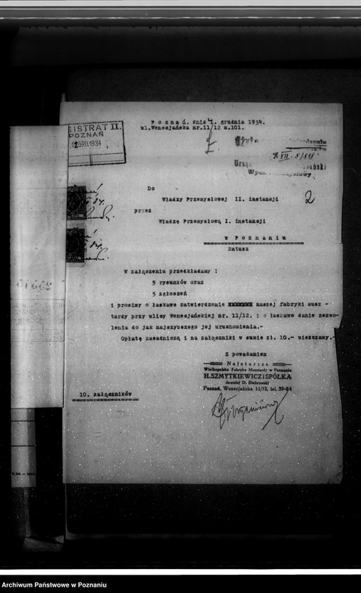 image.from.unit.number "Zatwierdzenie zakładu przemysłowego /fabryki musztardy/ Szmytkiewicz i Spółka w Poznaniu"