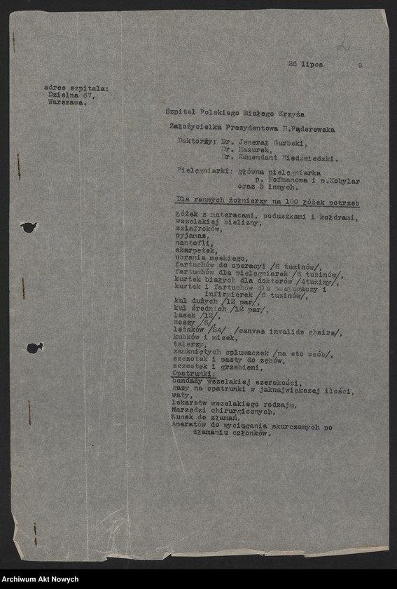 image.from.unit.number "Szpital Polskiego Białego Krzyża im. H. Paderewskiej: zapotrzebowania, pokwitowania"