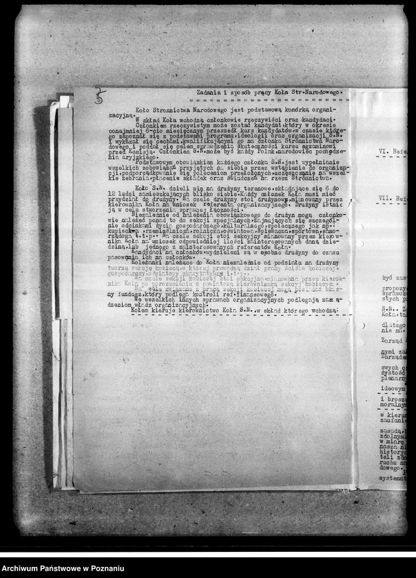 Obraz 8 z jednostki "Statut, instrukcje, regulaminy Stronnictwa Narodowego, okólniki i regulaminy Zarządu Grodzkiego oraz protokoły z zebrań kół - Zarys organizacji kierownictwa Koła Stronnictwa Narodowego sprawozdania z działalności"