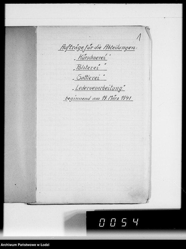 Obraz 6 z jednostki "Aufträge für die Abteilungen "Kurschnerei", "Polsterei", "Sattlerei", "Lederwarenabteilung""