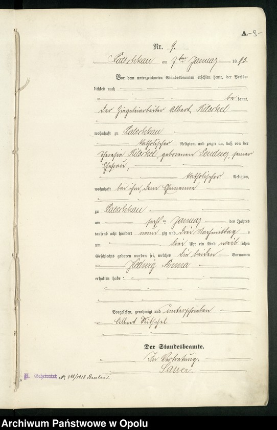 image.from.unit.number "Geburts-Haupt-Register des Standesamts Patschkau Stadt und Land pro 1893"