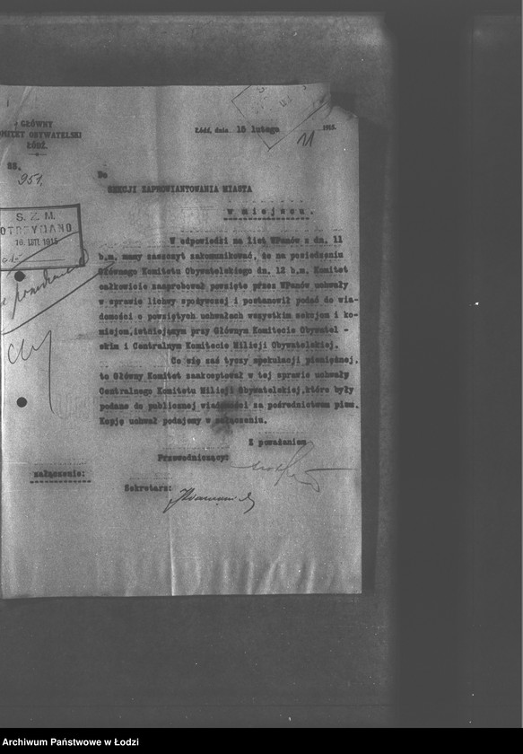 Obraz 14 z jednostki "Korespondencja różnych z Sekcją Zaprowiantowania Miasta"