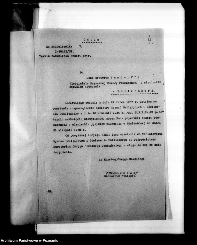 Obraz 8 z jednostki "Prywatna Szkoła Powszechna z niemieckim językiem nauczania Zdziechowa, powiat Gniezno"