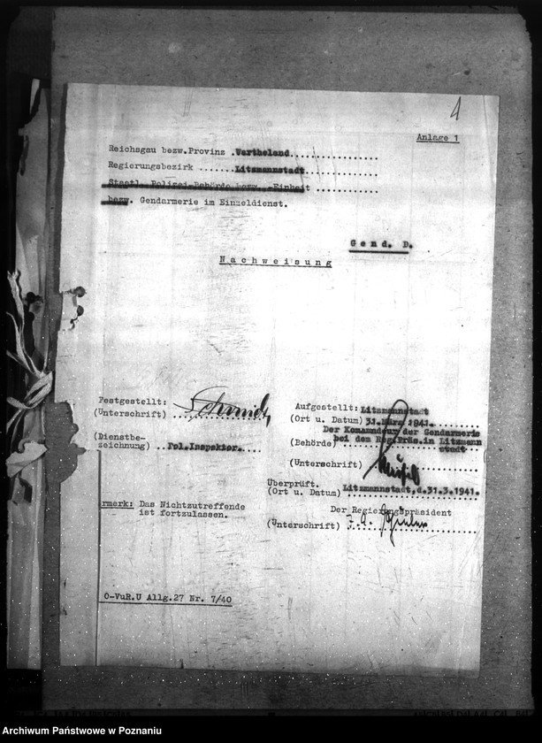 Obraz 5 z jednostki "Wykaz gruntów i obiektów należących do żandarmerii w rejencji łódzkiej"