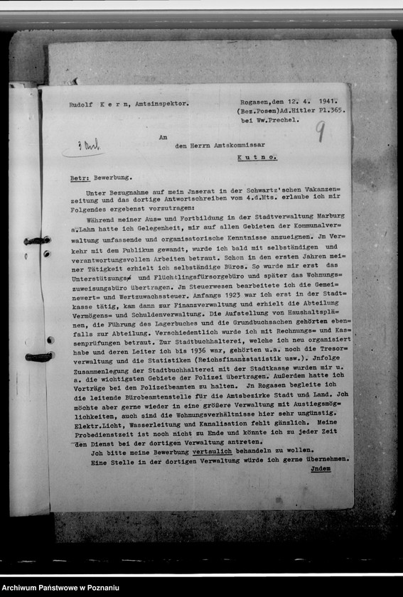 Obraz 13 z jednostki "Kern, Rudolf, Personalkten des Amtsinspektors"