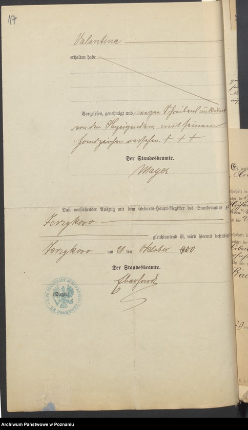 Obraz 19 z jednostki "Die von den Verlobten beigebrachten Urkunden zur Eheschliessung pro 1900"