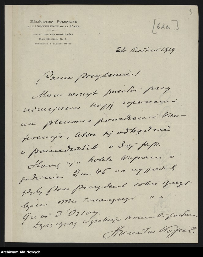 image.from.unit.number "Konferencja Pokojowa. Zawiadomienia o posiedzeniach i porządkach obrad, protokoły z posiedzeń. Korespondencja"