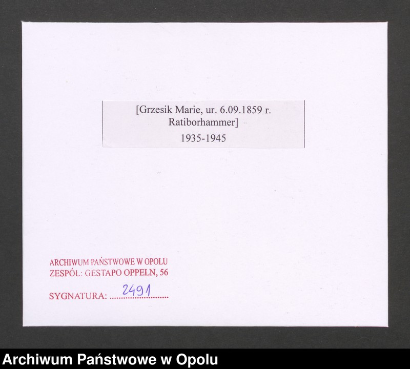 Obraz 2 z jednostki "[Grzesik Marie, ur. 6.09.1859 r. Ratiborhammer]"