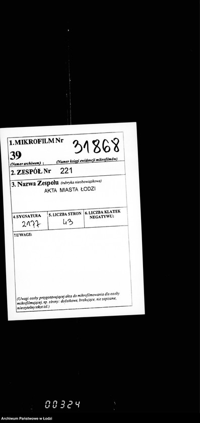 Obraz 2 z jednostki "Ob zavedenji kamery Mirovagu Sudi XI učastka gor. Lodzi mebel´ju"