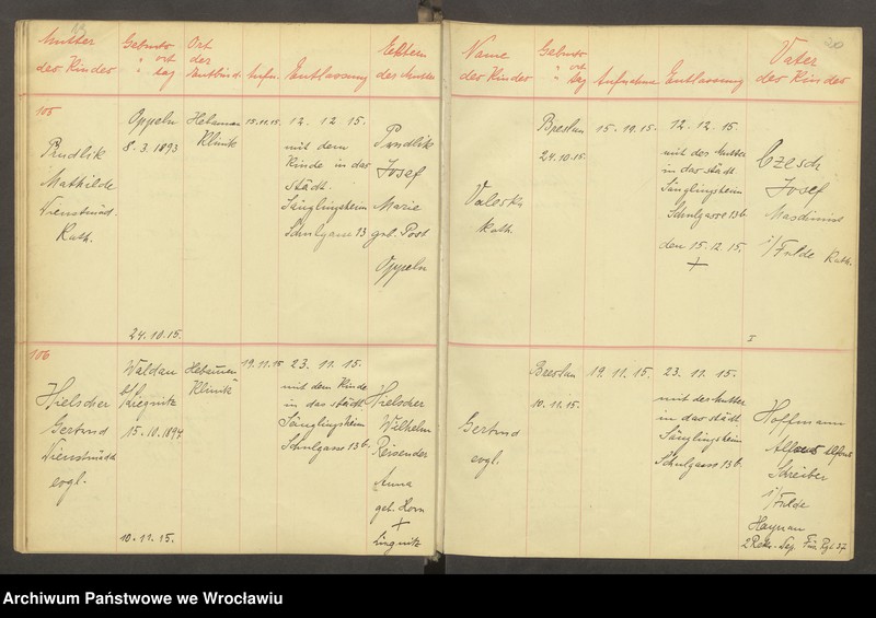 image.from.unit.number "Aufnahmebücher des früh. Kiserl. Kinderheims in Gräbschen"