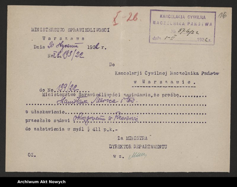 image.from.unit.number "Ułaskawienia z Małopolski - nieuwzględnione, dotyczące: zabójstw, kradzieży m. in w czasie inwazji rosyjskiej w 1914 r., dezercji, lichwy wojennej oraz handlu walutą, a także wykroczeń i rabunku na jesieni 1918 r. podczas rozruchów antyżydowskich (pow. Rzeszów)"