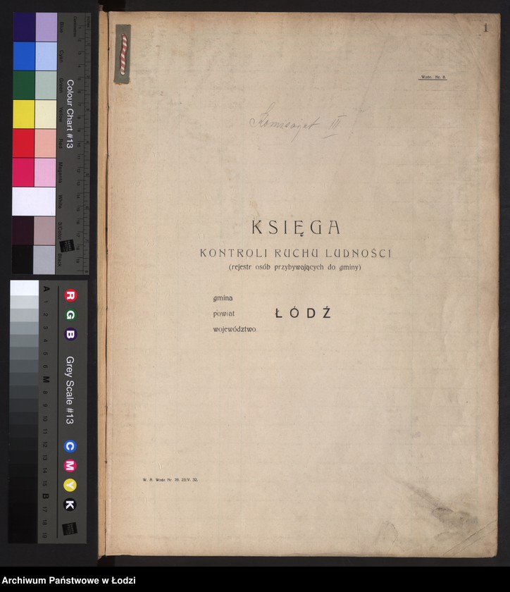 Obraz 4 z jednostki "Księga kontroli ruchu ludności (rejestr osób przybywających do gminy) Łódź, komisariat III, ks. X, nr 19144-20813"