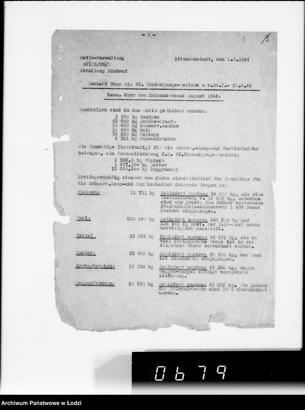 Obraz 5 z jednostki "Aktennotizen und Berichte [dotyczące spraw ogólnych Getta w Łodzi oraz jego utworzenia]"