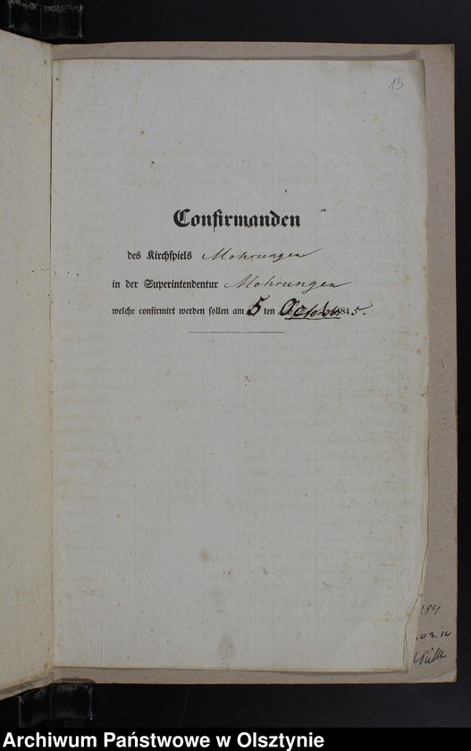 image.from.unit.number "Tabelle der Confirmanden des Kirchspiels Mohrungen"