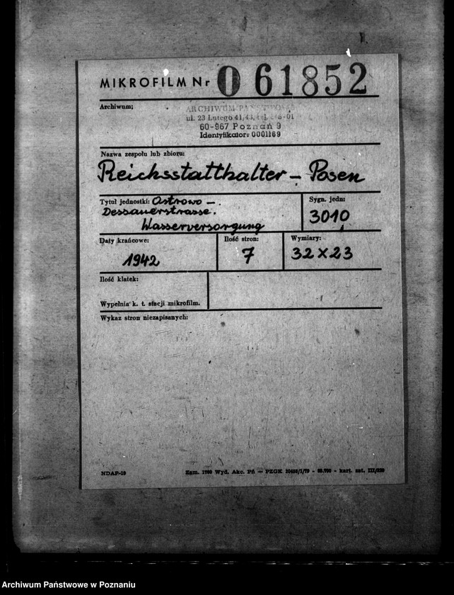 Obraz 2 z jednostki "Ostrowo - Dessauerstrasse. Wasserversorgung"