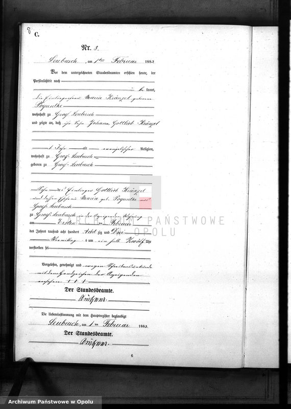 image.from.unit.number "Sterbe-Neben-Register Standes-Amt Leubusch 1883"
