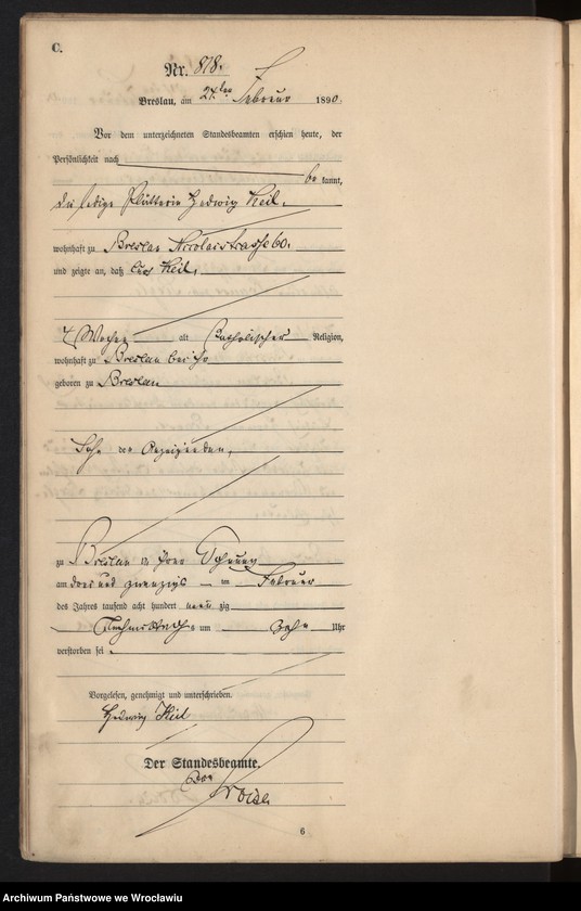 image.from.unit.number "Sterbe-Haupt-Register Breslau I 1890 Band 3"