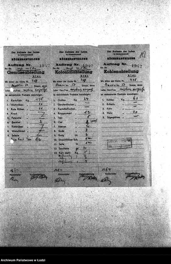 Obraz 13 z jednostki "[Kuchnia nr 408, ul. Brzezińska 53. Kuchnia nr 19, ul. Brzezińska 57a. Kuchnia nr 367, ul. Brzezińska 77. Działalność kuchni, personel, konsumenci, raporty, kontrole]"