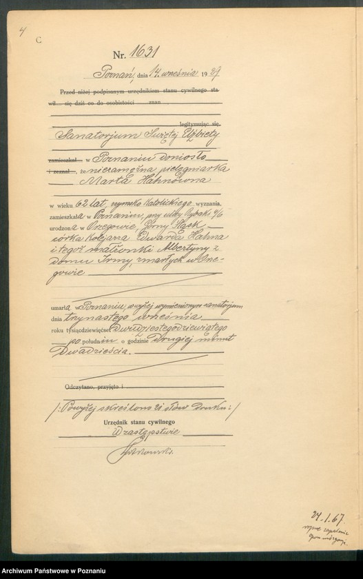 Obraz 6 z jednostki "Księga miejscowa zgonów tom IV [Rejestr główny zgonów]"