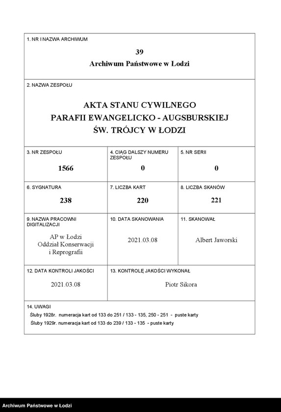 Obraz 1 z jednostki "Akta małżeństw"