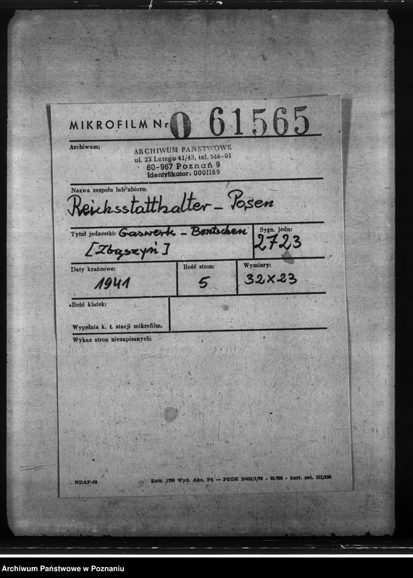 Obraz 2 z jednostki "Gaswerk - Bentschen (Zbąszyń)"