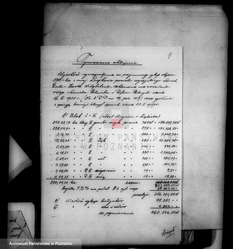 Obraz 5 z jednostki "Operat szacunkowy gruntów przymusowo-wykupionych z majątku Liszkowo powiatu wyrzyskiego"