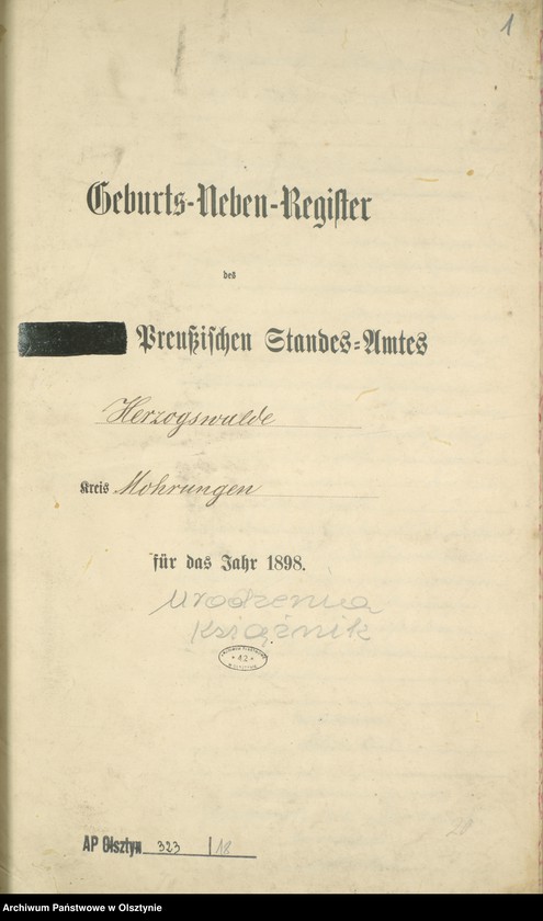 image.from.unit.number "Geburts-Neben-Register Nr 1 - 24 /Fragment księgi/"