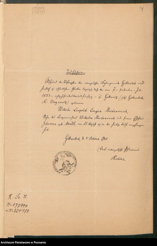 Obraz 6 z jednostki "[Dokumenty dostarczone przez narzeczonych do zawarcia związku małżeńskiego za 1902 rok. Tom X]"