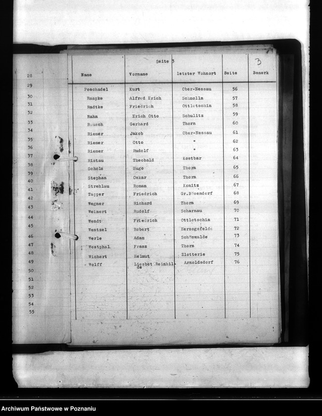 Obraz 7 z jednostki "Wykaz miejscowych Niemców, którzy zginęli w 1939 roku (pow) Thorn (Toruń)"
