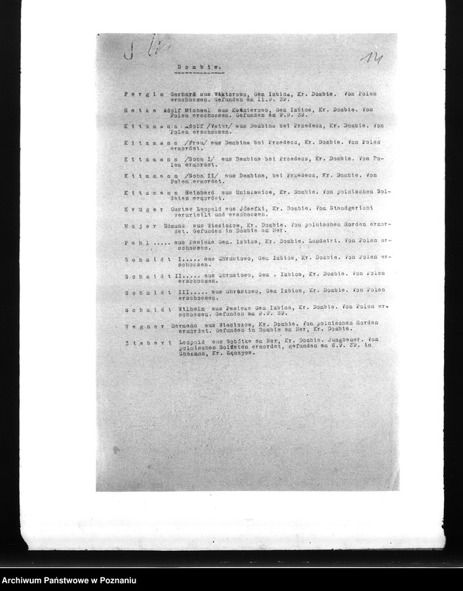 Obraz 18 z jednostki "Zweigstelle Litzmannstadt (Łódź) Totenlisten. Wykazy Niemców z różnych powiatów, zaginionych w 1939 roku"