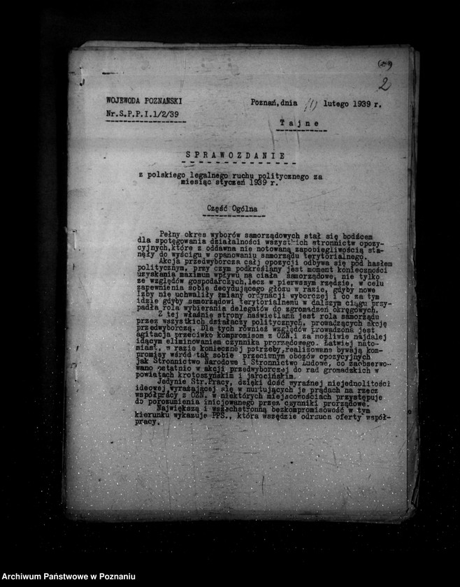 Obraz 6 z jednostki "Sprawozdania z polskiego legalnego ruchu politycznego za miesiące styczeń-lipiec 1939 r."